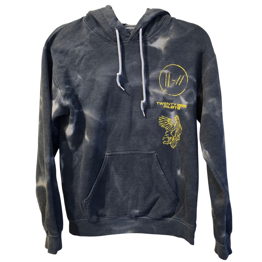 Twenty One Pilots Hoodie Small Grey Yellow Bandito Trench Tour Acid Wash Graphic